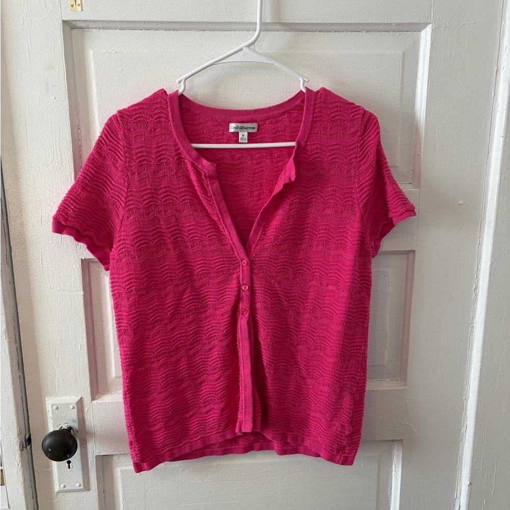 Croft & Barrow Fuchsia Textured Button-Down Shirt